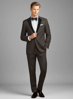 Napolean Sharkskin Brown Wool Tuxedo Suit - StudioSuits