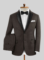 Napolean Sharkskin Brown Wool Tuxedo Suit - StudioSuits