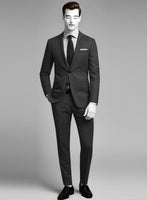 Napolean Sharkskin Charcoal Wool Suit - StudioSuits