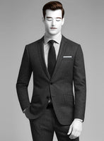 Napolean Sharkskin Charcoal Wool Suit - StudioSuits