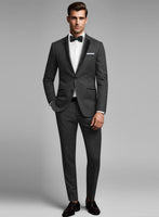 Napolean Sharkskin Charcoal Wool Tuxedo Suit - StudioSuits