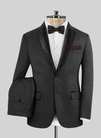 Napolean Sharkskin Charcoal Wool Tuxedo Suit - StudioSuits