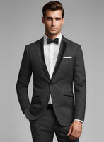 Napolean Sharkskin Charcoal Wool Tuxedo Suit - StudioSuits