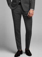 Napolean Sharkskin Charcoal Wool Tuxedo Suit - StudioSuits