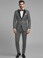 Napolean Sharkskin Gray Wool Tuxedo Suit - StudioSuits