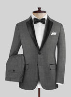 Napolean Sharkskin Gray Wool Tuxedo Suit - StudioSuits