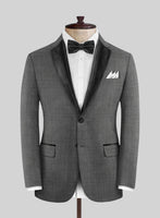 Napolean Sharkskin Gray Wool Tuxedo Suit - StudioSuits