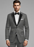 Napolean Sharkskin Gray Wool Tuxedo Suit - StudioSuits