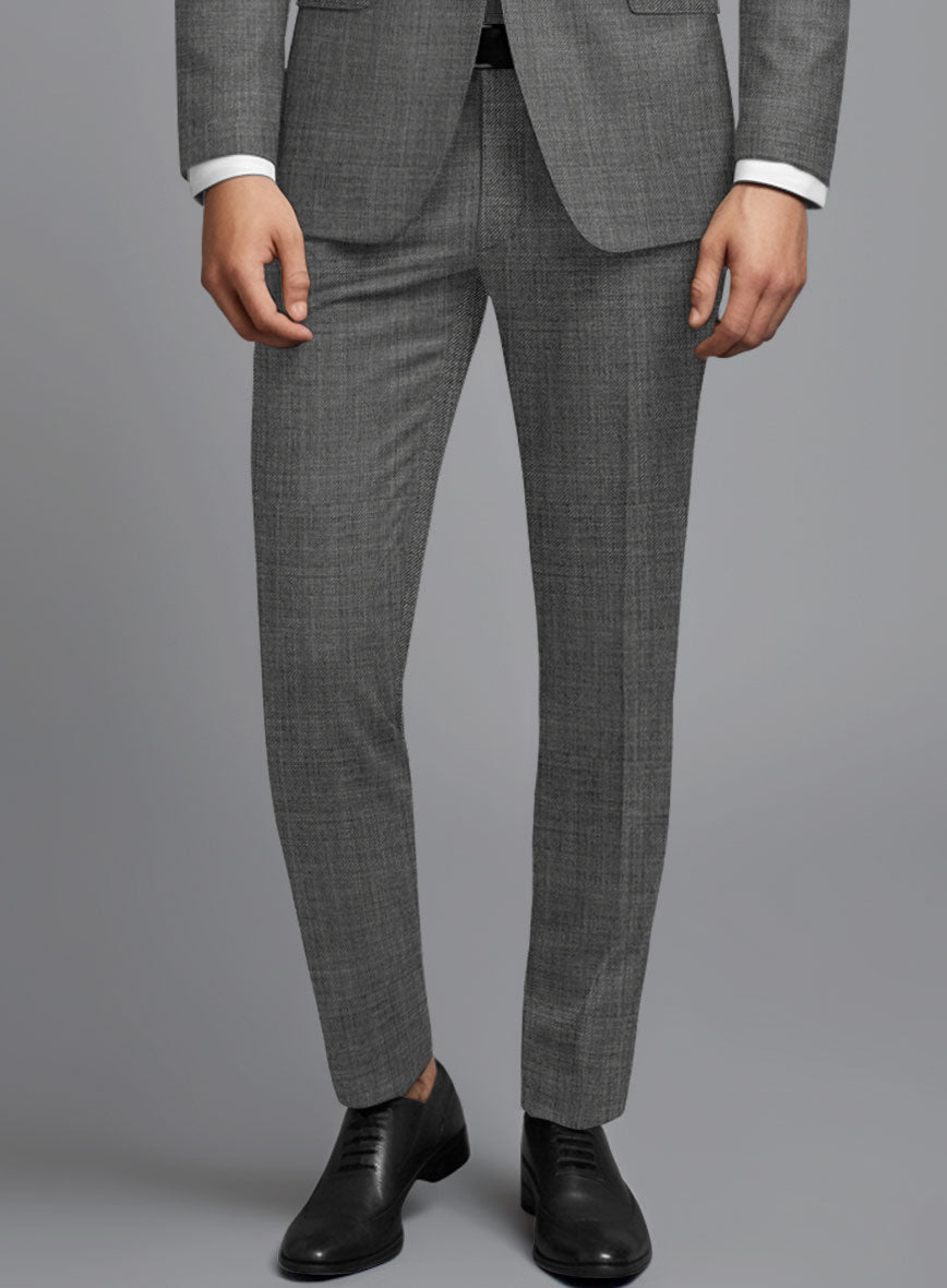 Napolean Sharkskin Gray Wool Tuxedo Suit - StudioSuits