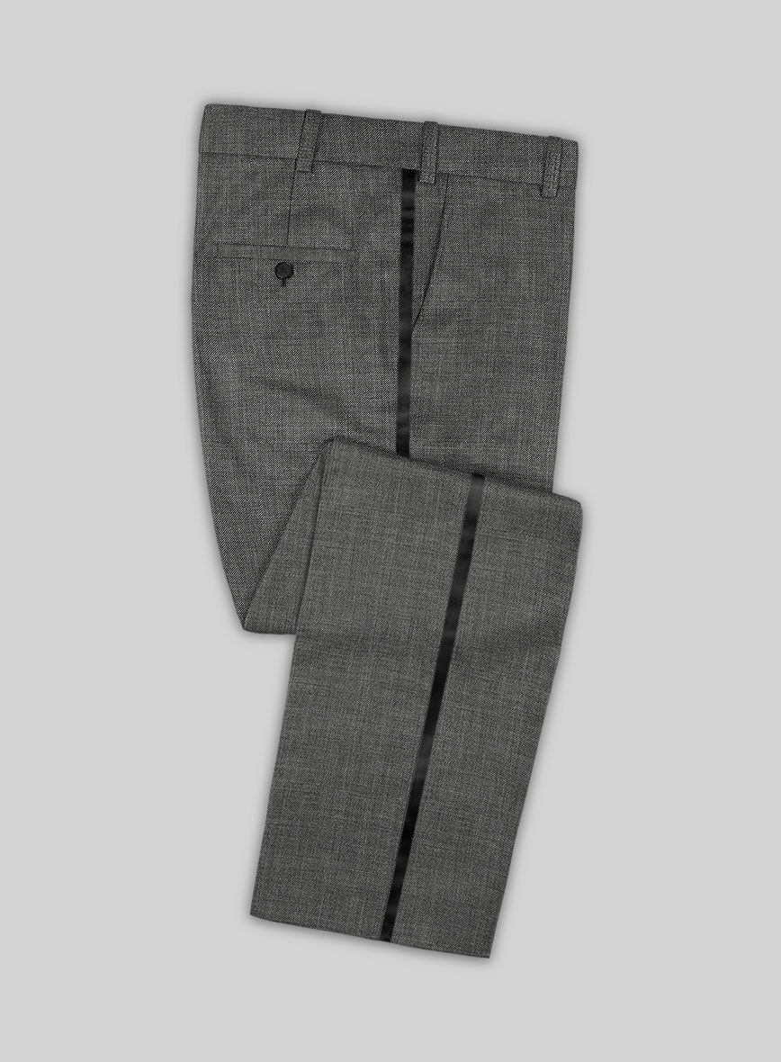 Napolean Sharkskin Gray Wool Tuxedo Suit - StudioSuits