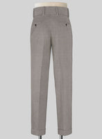 Napolean Sharkskin Light Brown Double Gurkha Wool Trousers - StudioSuits