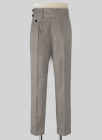 Napolean Sharkskin Light Brown Double Gurkha Wool Trousers - StudioSuits