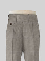 Napolean Sharkskin Light Brown Double Gurkha Wool Trousers - StudioSuits