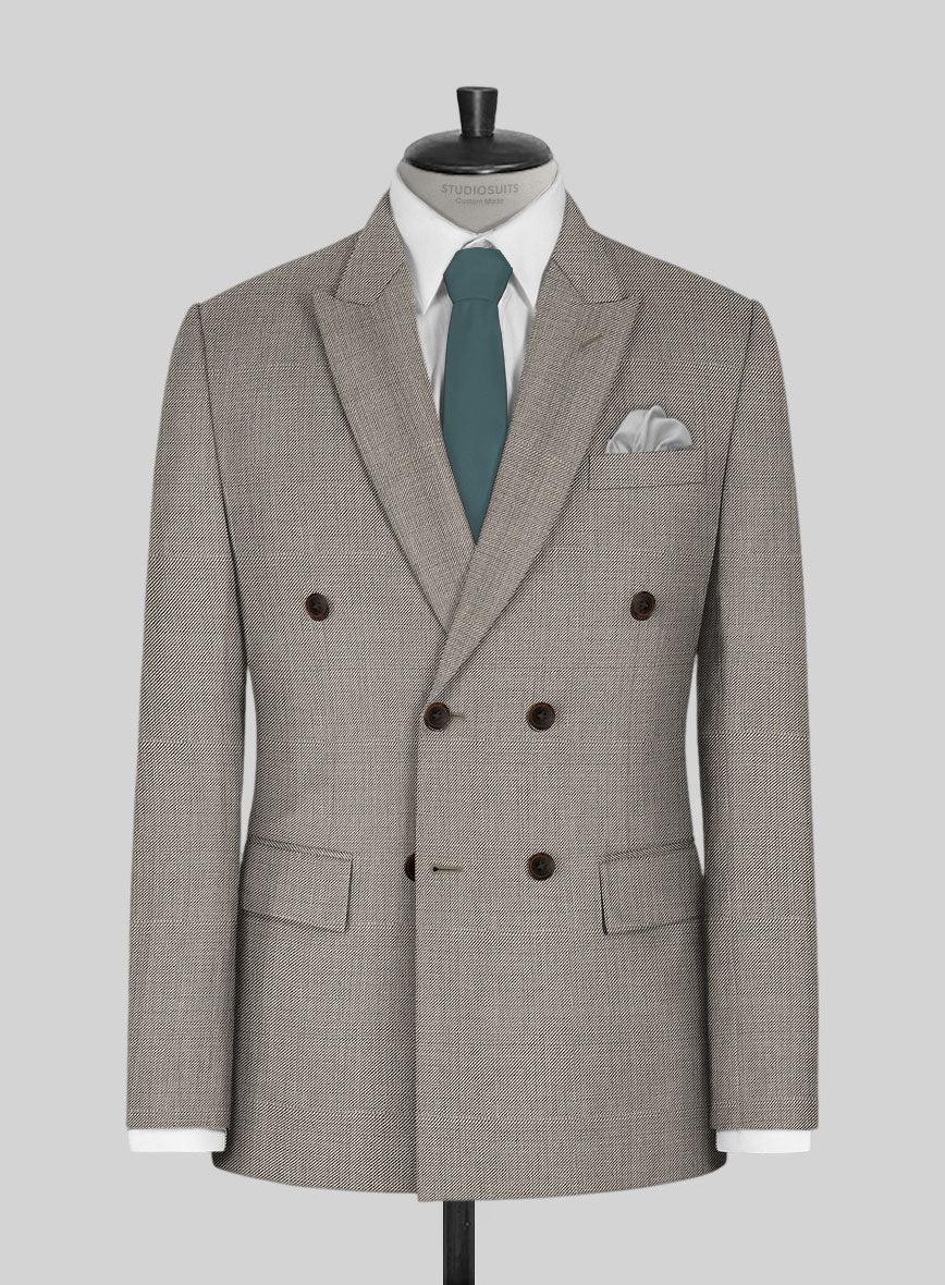 Napolean Sharkskin Light Brown Wool Jacket - StudioSuits