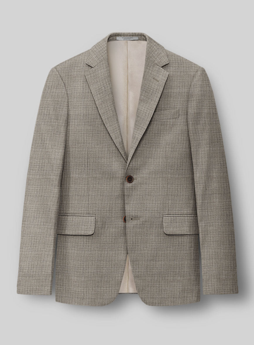 Napolean Sharkskin Light Brown Wool Jacket - StudioSuits