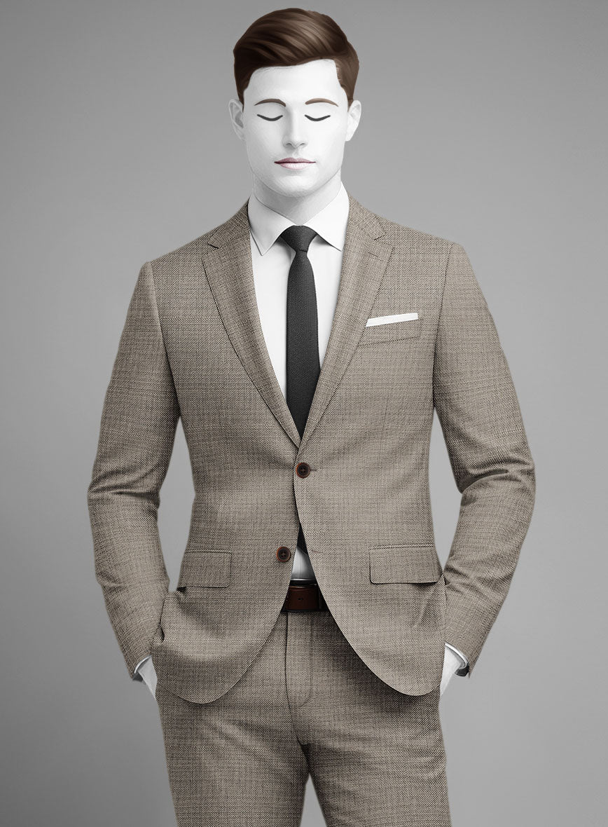 Napolean Sharkskin Light Brown Wool Jacket - StudioSuits