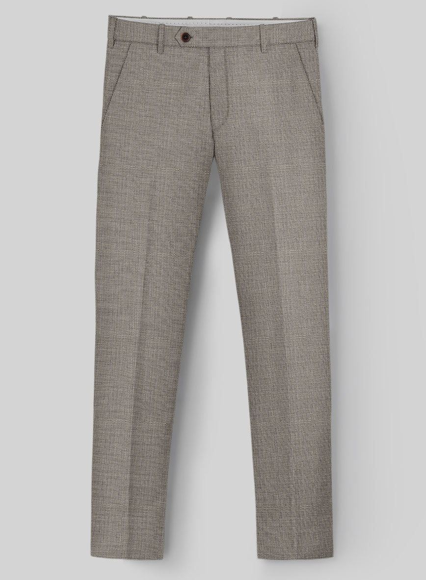 Napolean Sharkskin Light Brown Wool Pants - StudioSuits