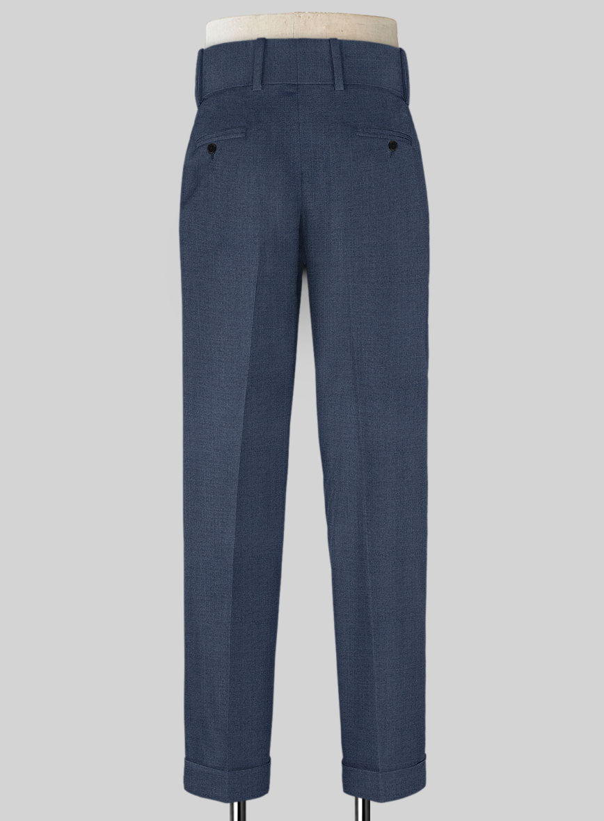 Napolean Slate Blue Double Gurkha Wool Trousers - StudioSuits