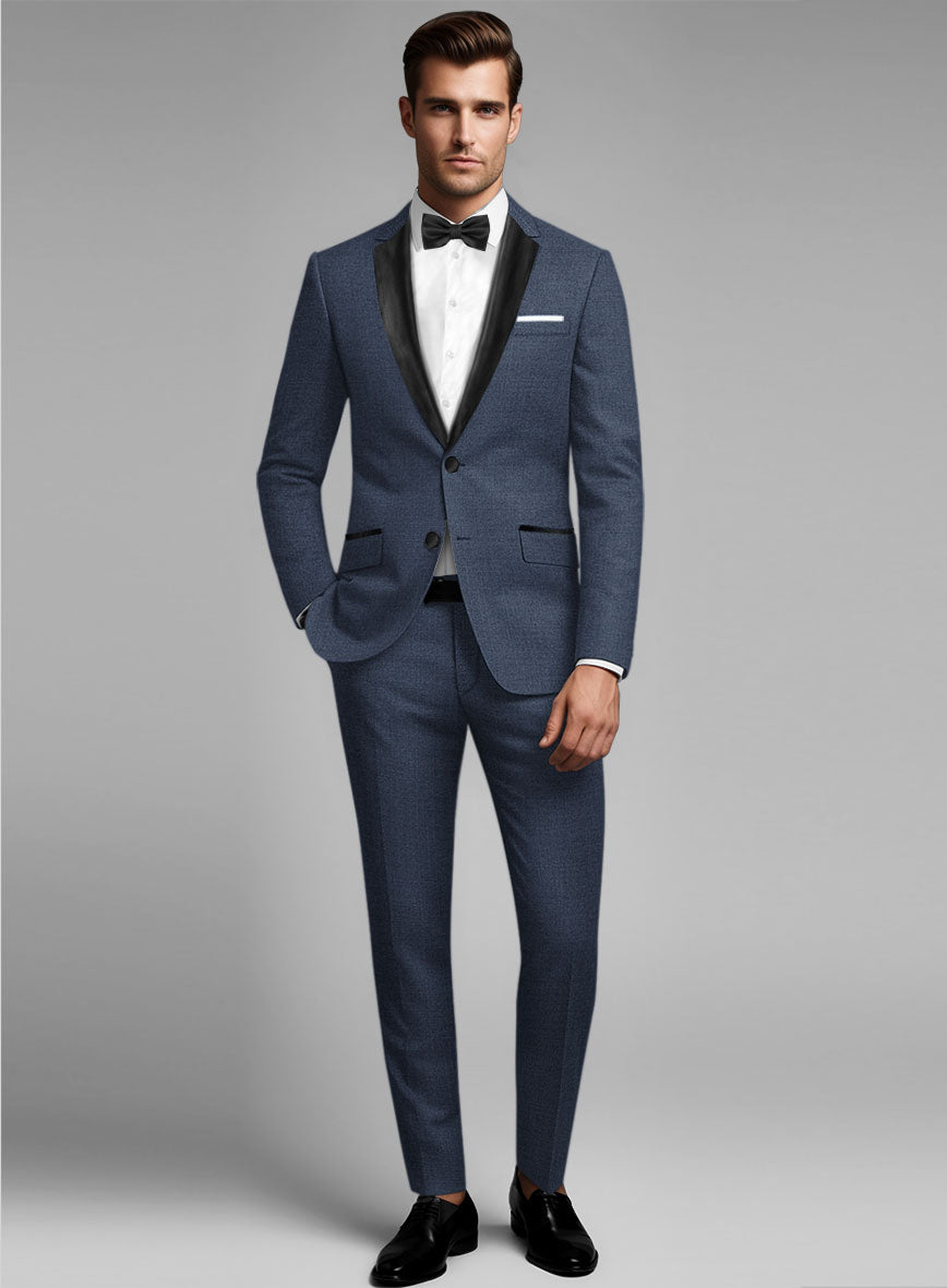 Napolean Slate Blue Wool Tuxedo Suit - StudioSuits