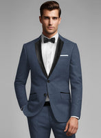 Napolean Slate Blue Wool Tuxedo Suit - StudioSuits