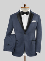 Napolean Slate Blue Wool Tuxedo Suit - StudioSuits