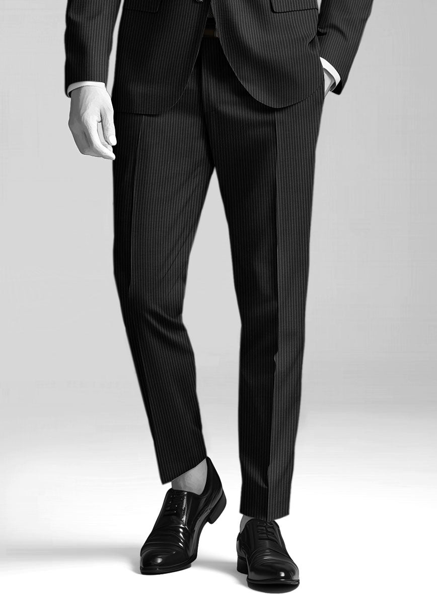 Napolean Slim Stripe Black Wool Suit - StudioSuits