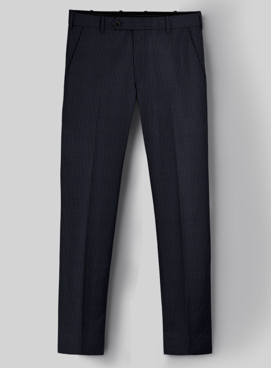 Napolean Slim Stripe Blue Wool Pants - StudioSuits