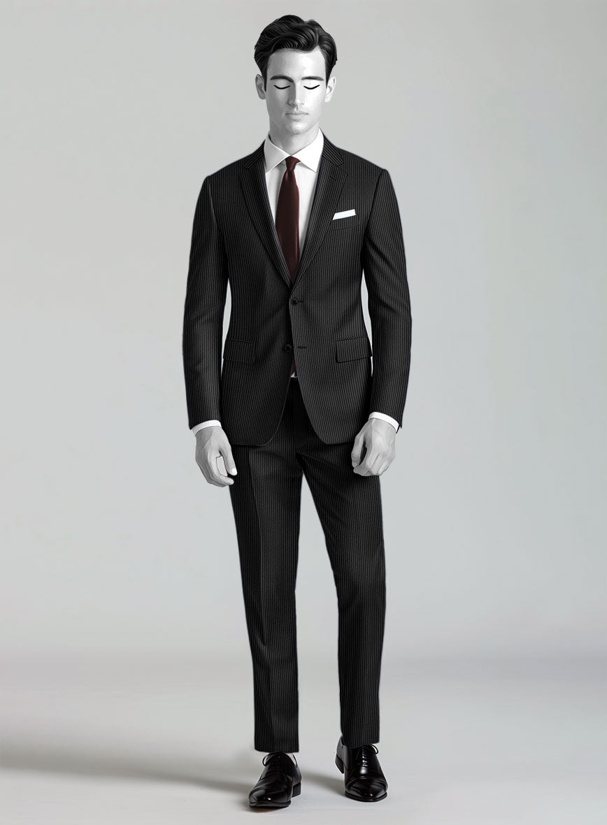 Napolean Slim Stripe Charcoal Wool Suit - StudioSuits