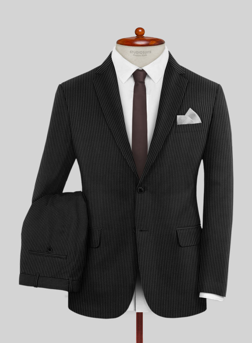 Napolean Slim Stripe Charcoal Wool Suit - StudioSuits