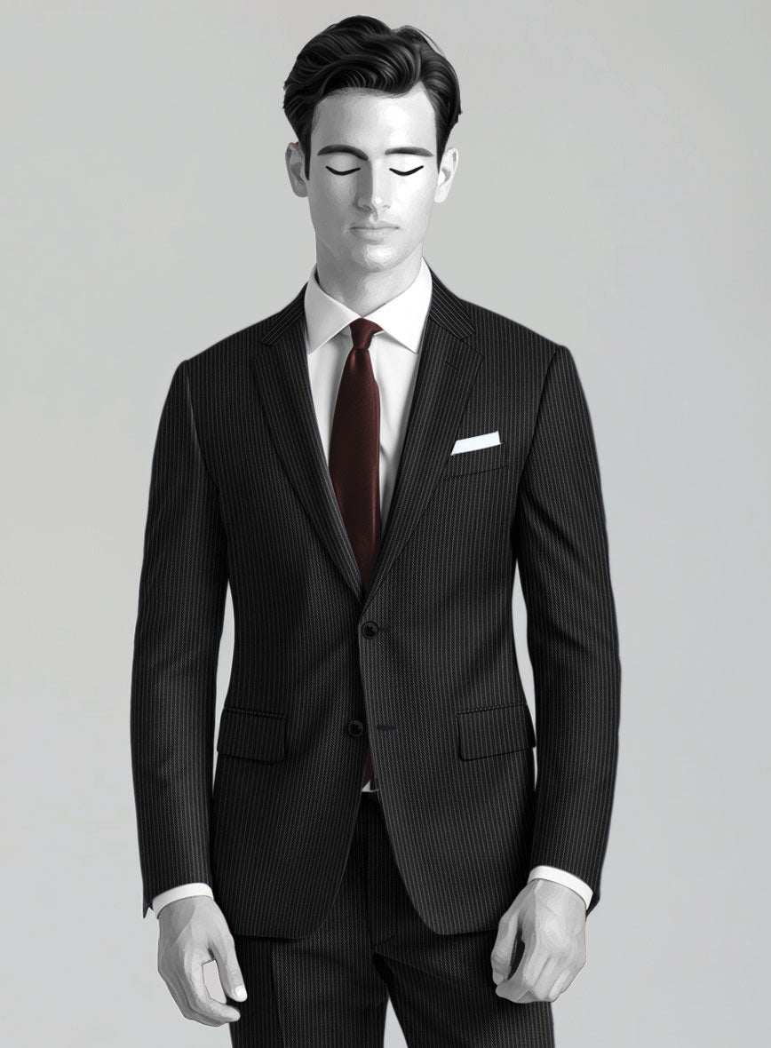 Napolean Slim Stripe Charcoal Wool Suit - StudioSuits