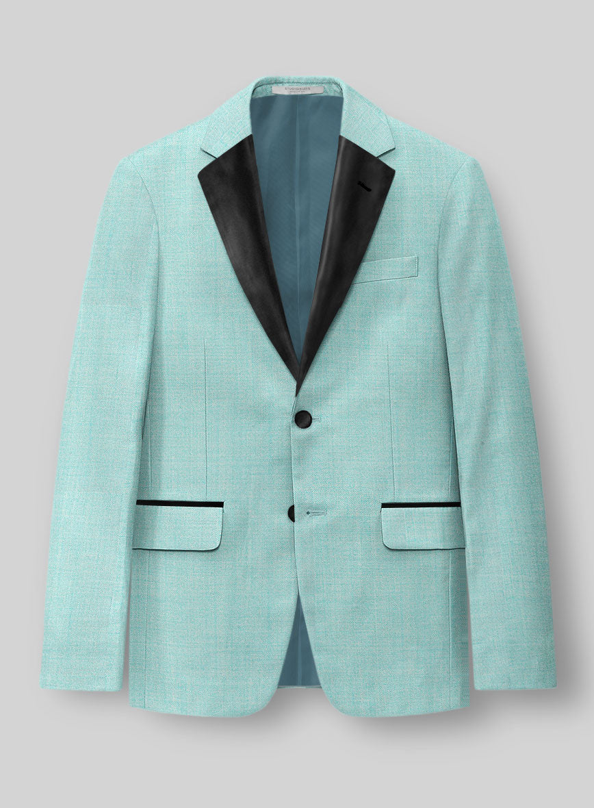 Napolean Spring Blue Wool Tuxedo Jacket - StudioSuits