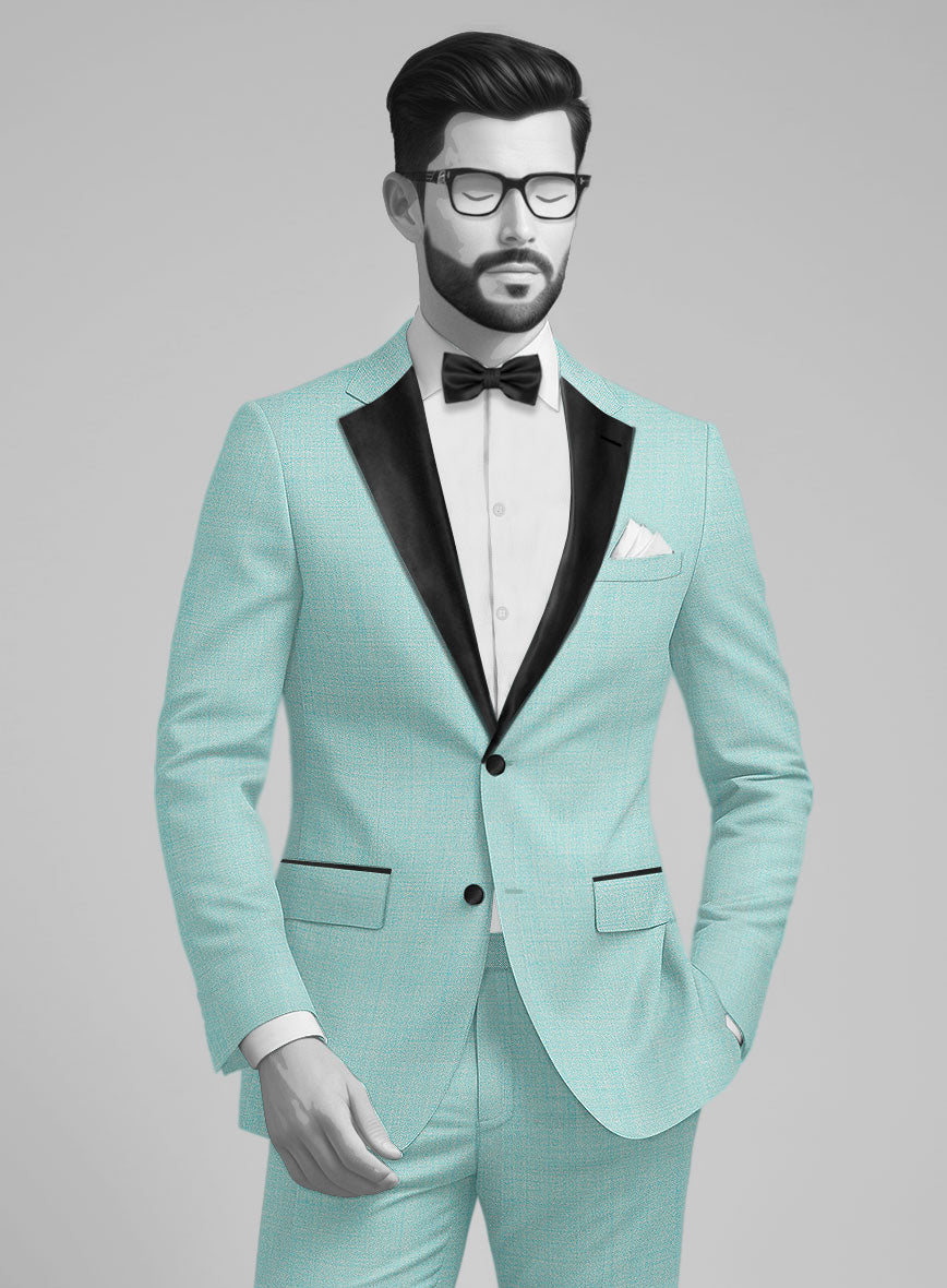 Napolean Spring Blue Wool Tuxedo Jacket - StudioSuits