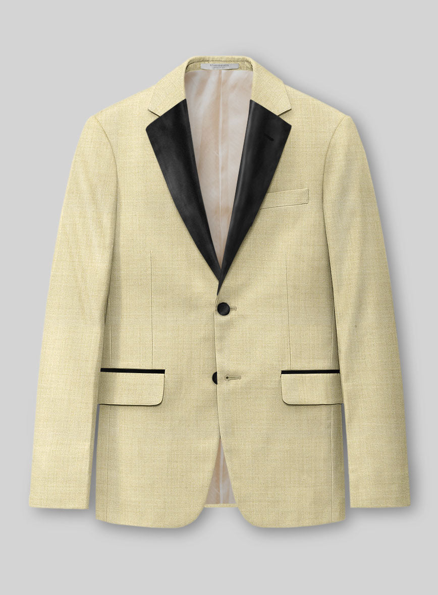 Napolean Spring Latte Beige Wool Tuxedo Jacket - StudioSuits