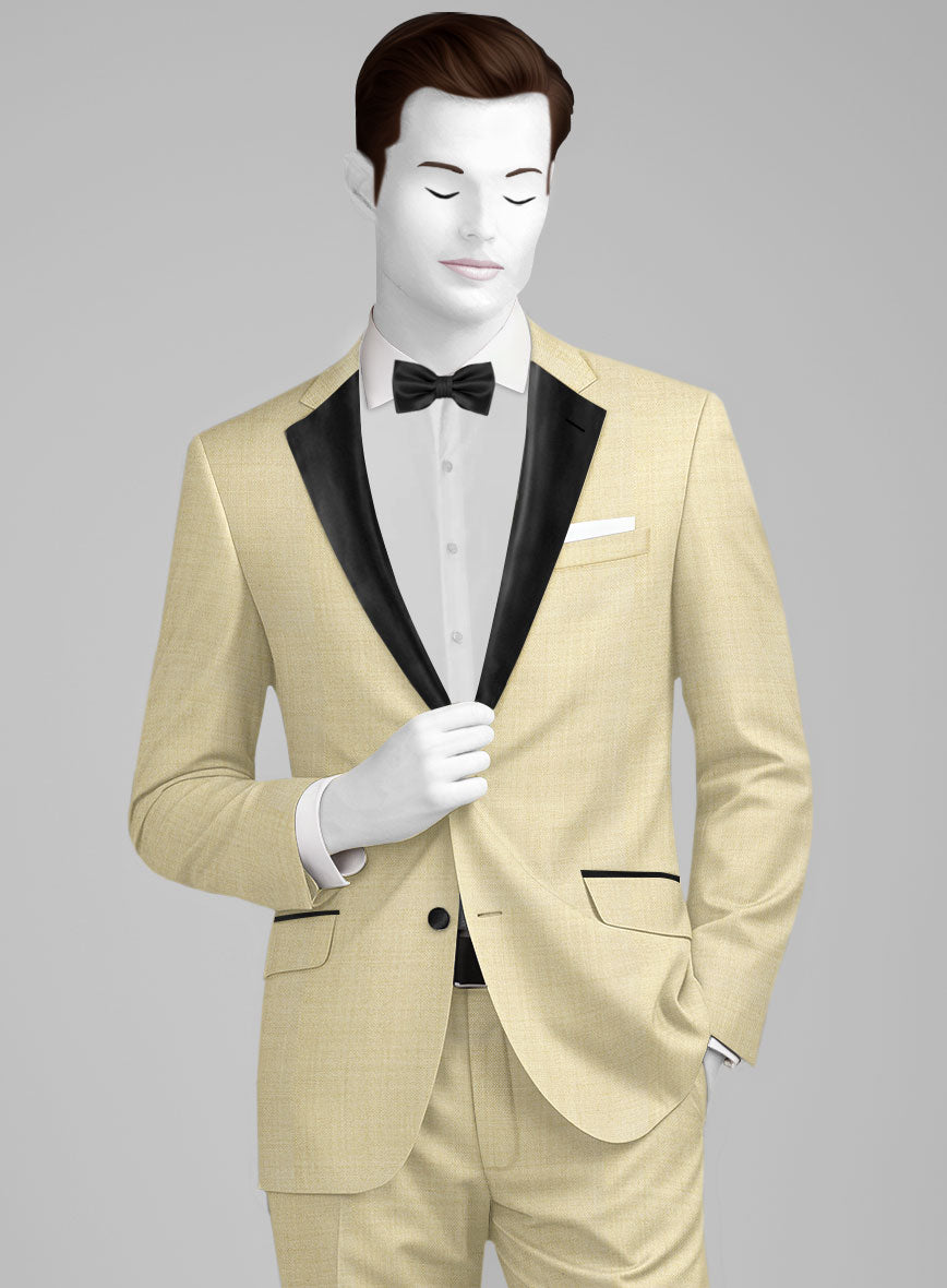 Napolean Spring Latte Beige Wool Tuxedo Jacket - StudioSuits