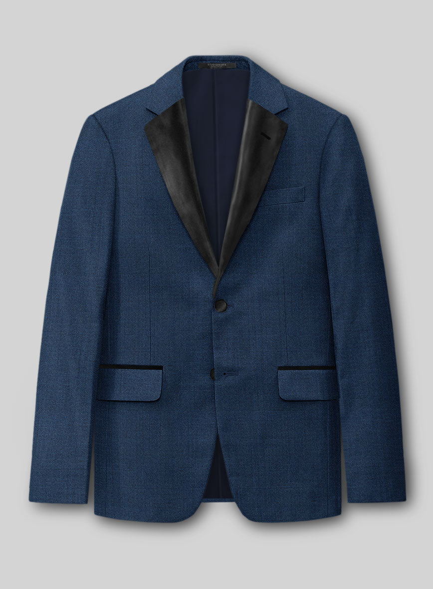 Napolean Spring Royal Blue Wool Tuxedo Jacket - StudioSuits