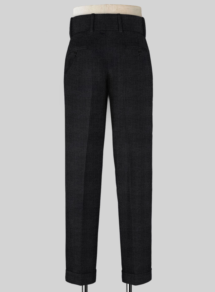 Napolean Stone Black Double Gurkha Wool Trousers - StudioSuits