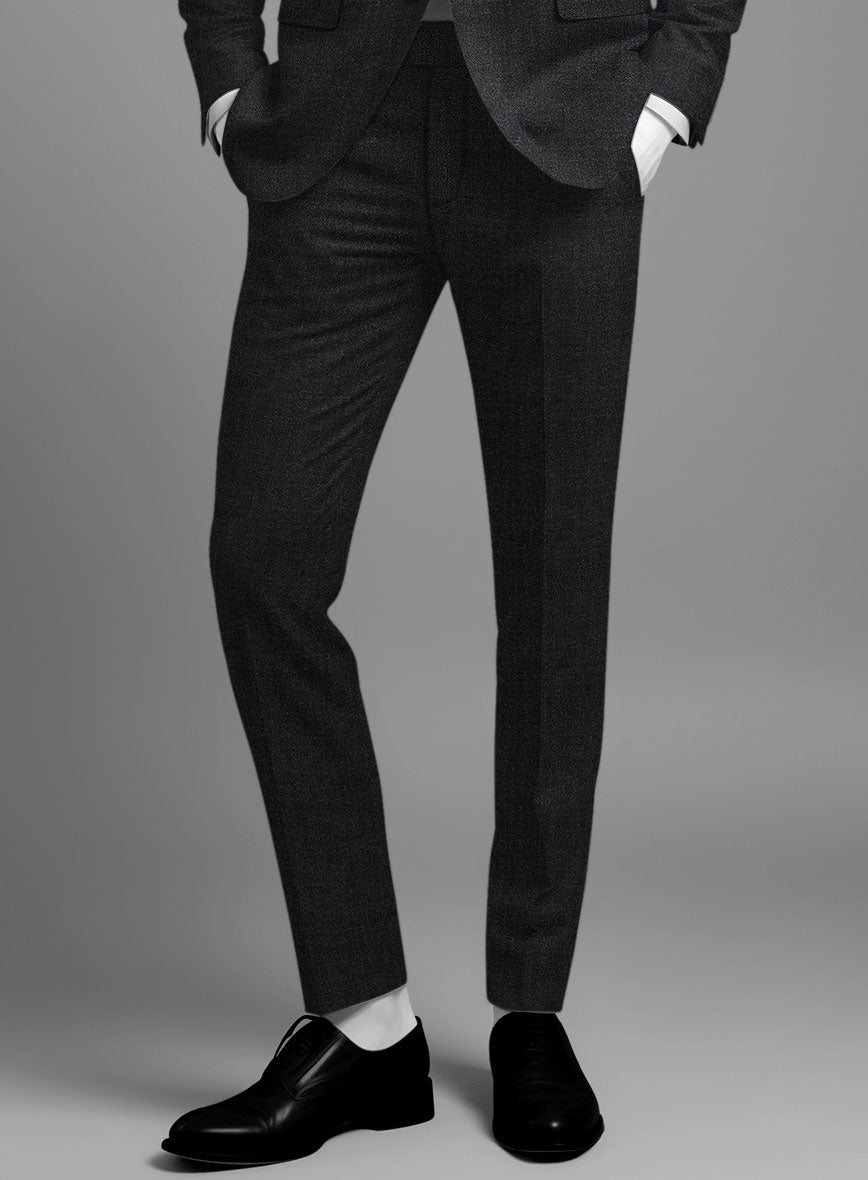 Napolean Stone Black Wool Pants - StudioSuits