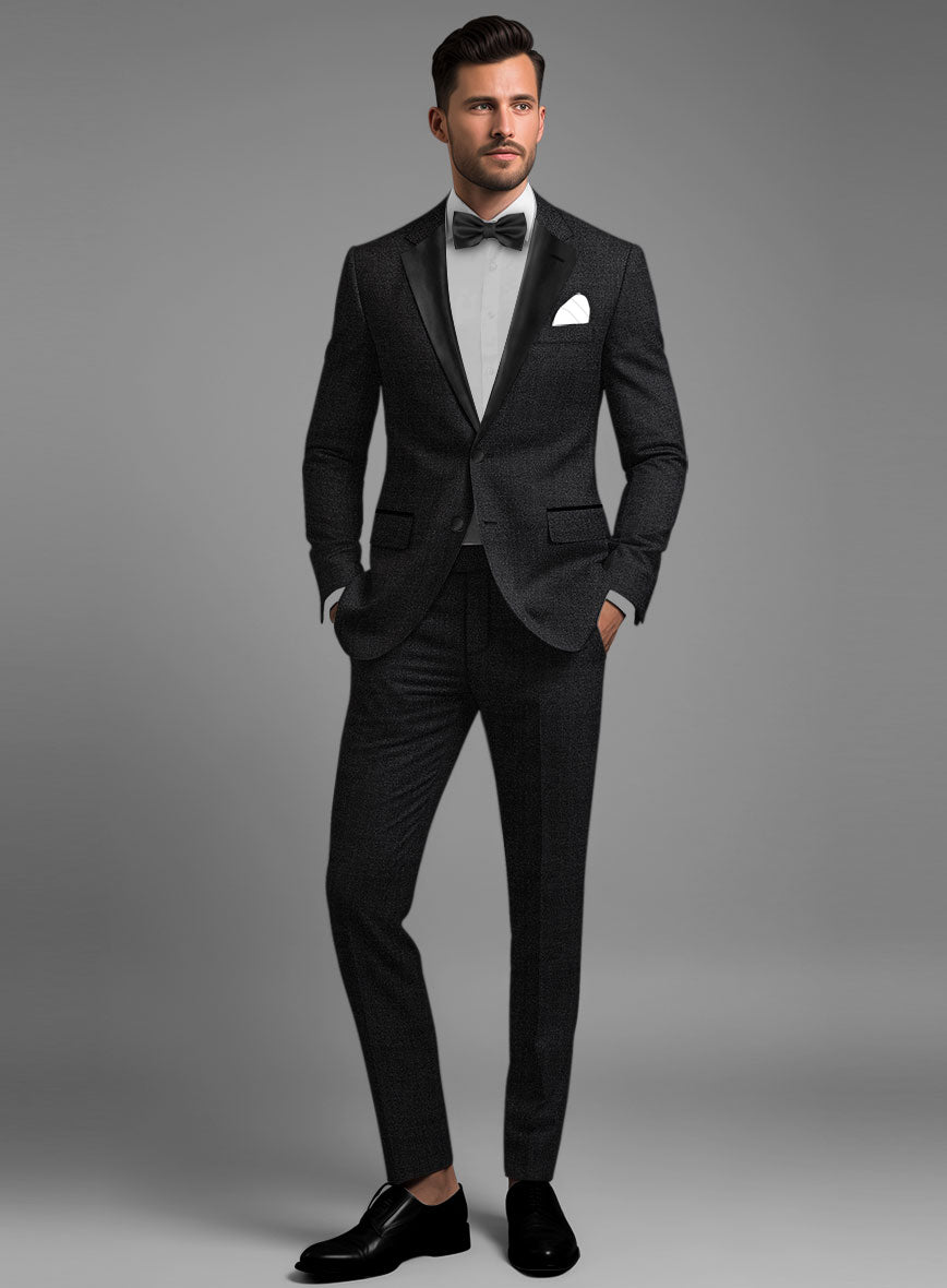 Napolean Stone Black Wool Tuxedo Suit - StudioSuits