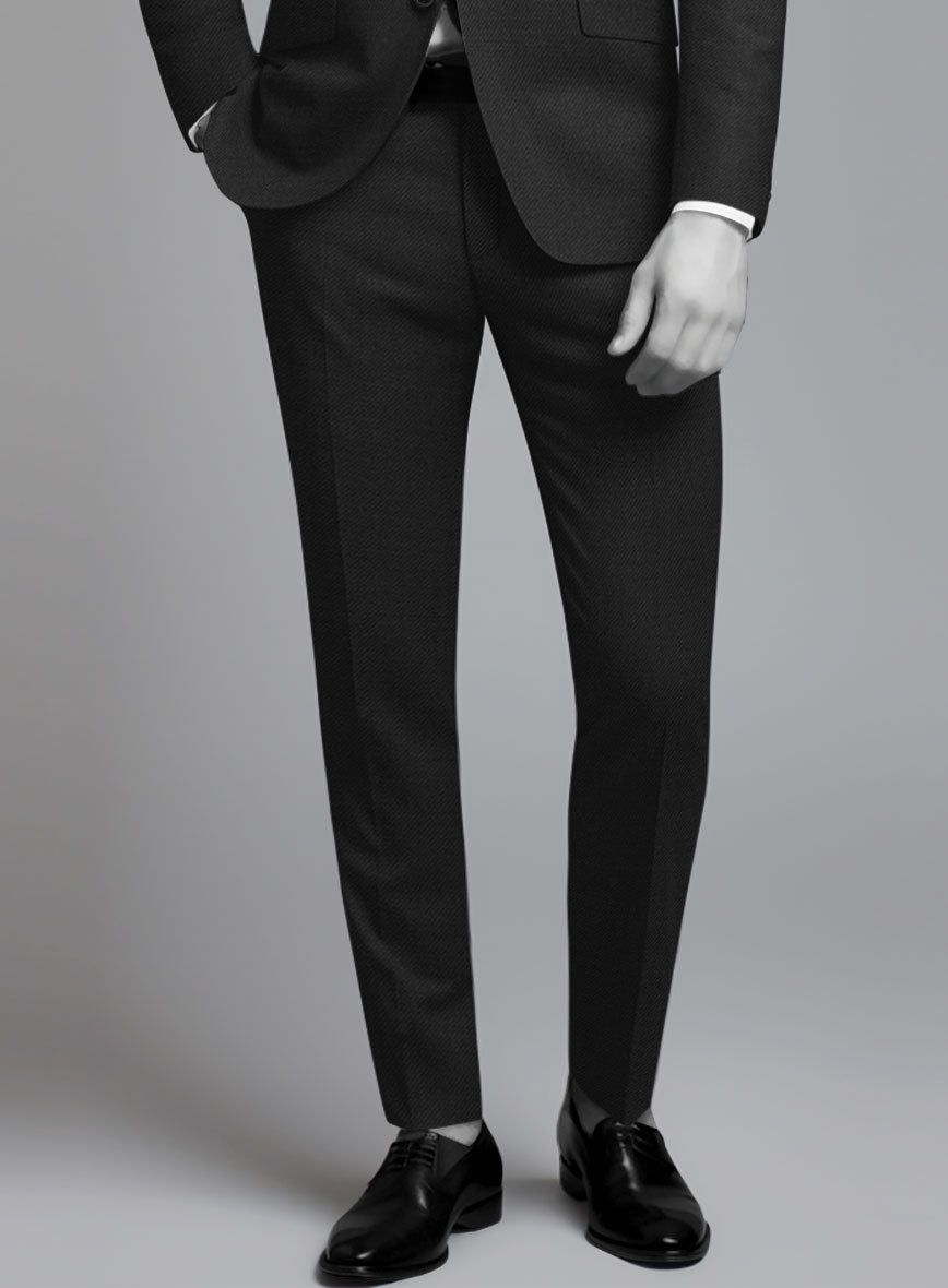 Napolean Stretch Black Wool Pants - StudioSuits