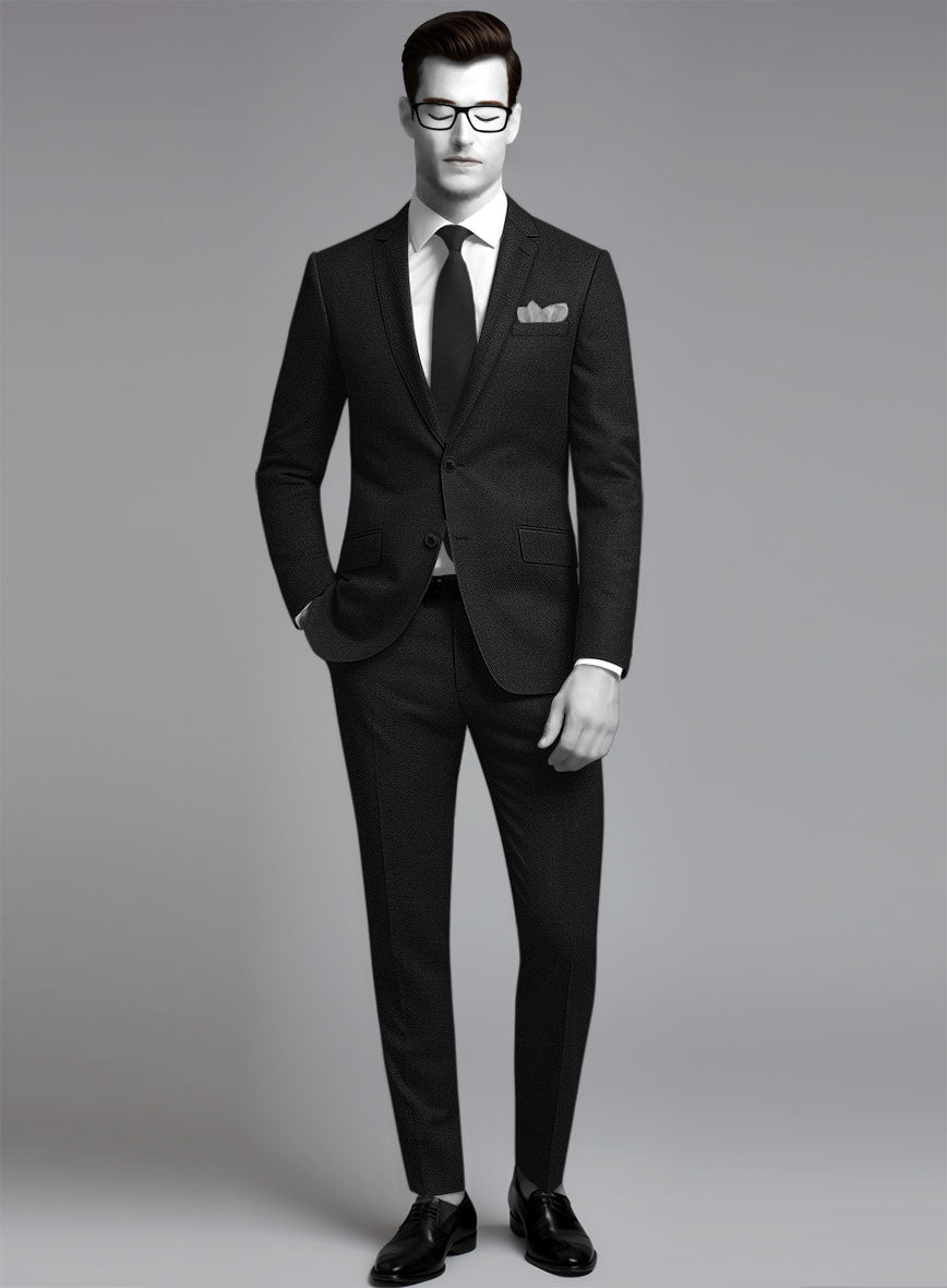 Napolean Stretch Black Wool Suit - StudioSuits