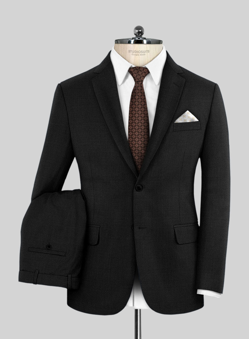 Napolean Stretch Black Wool Suit - StudioSuits