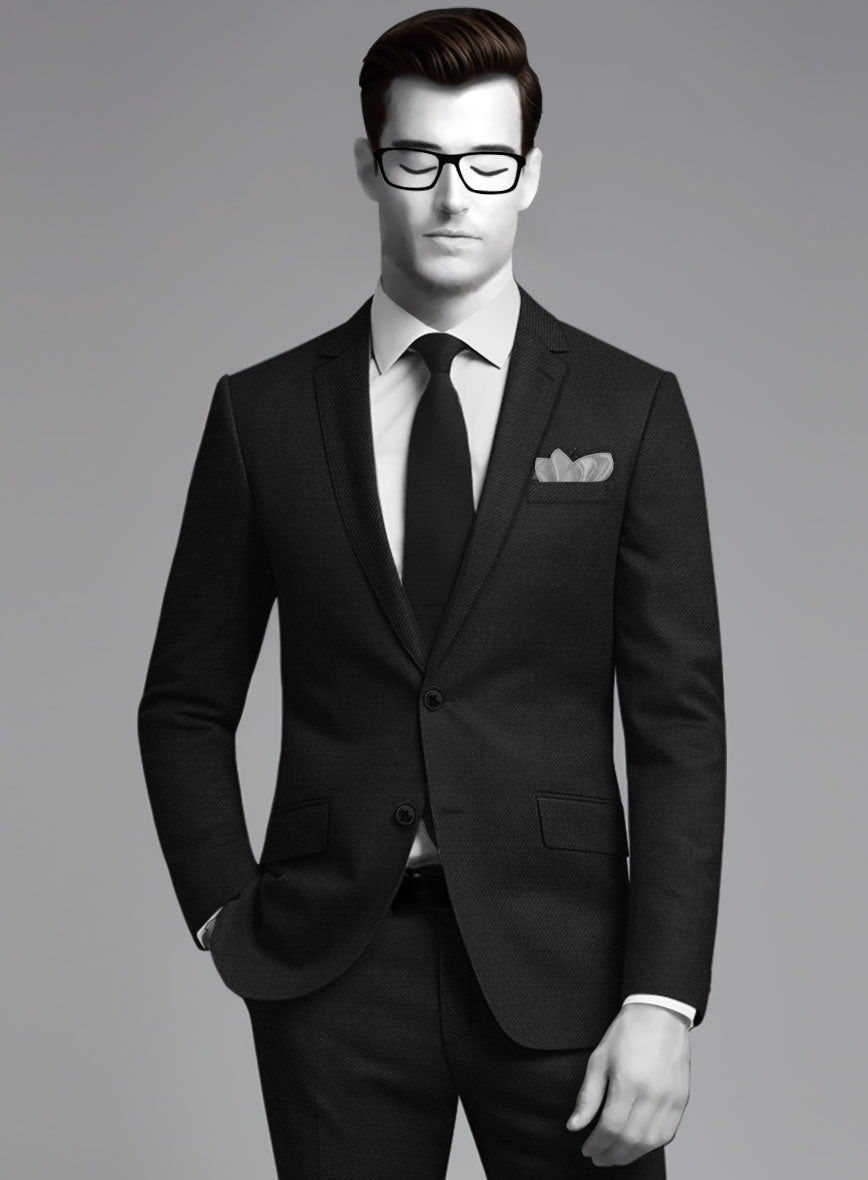 Napolean Stretch Black Wool Suit - StudioSuits