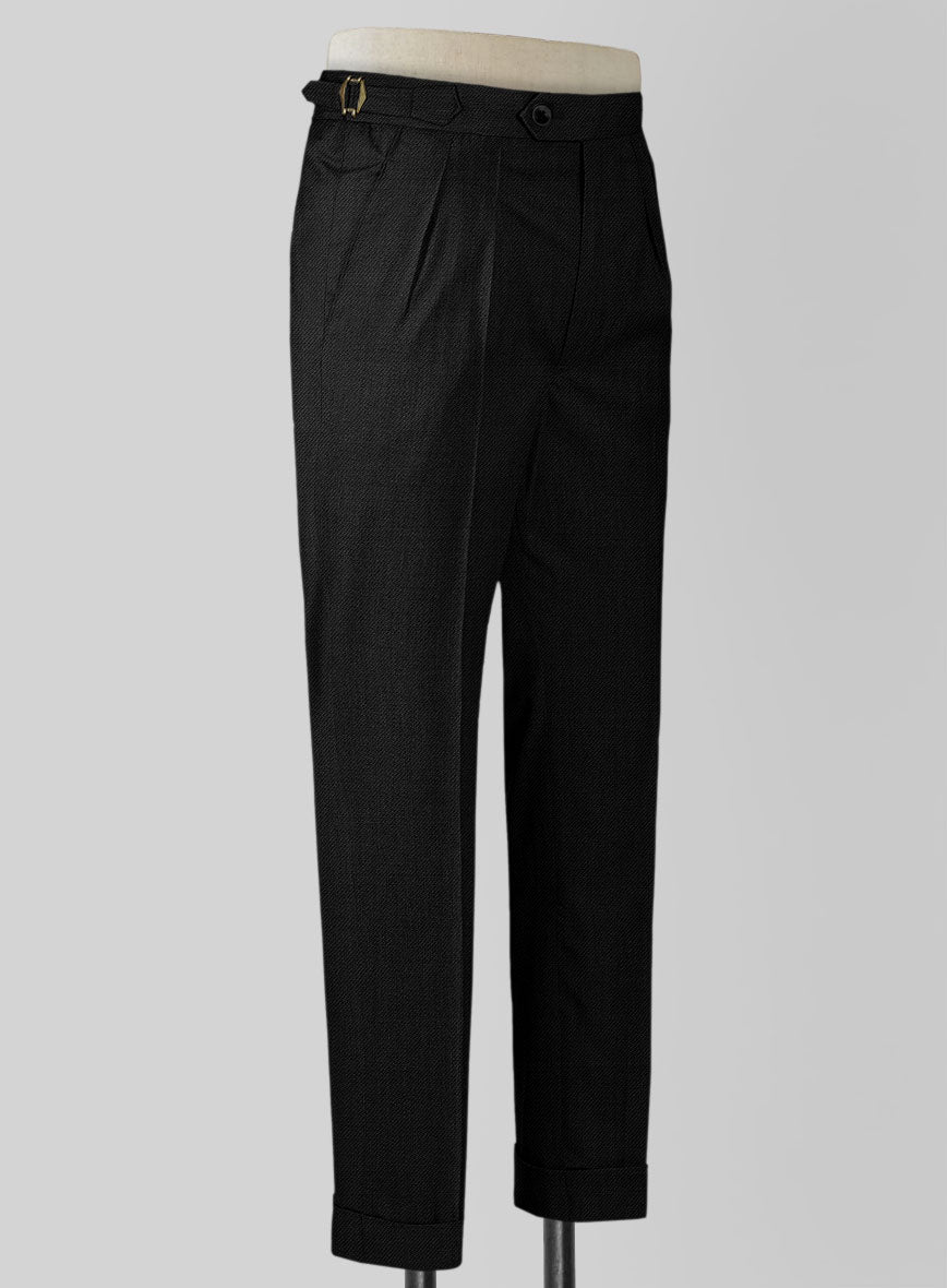 Napolean Stretch Black Highland Wool Trousers - StudioSuits