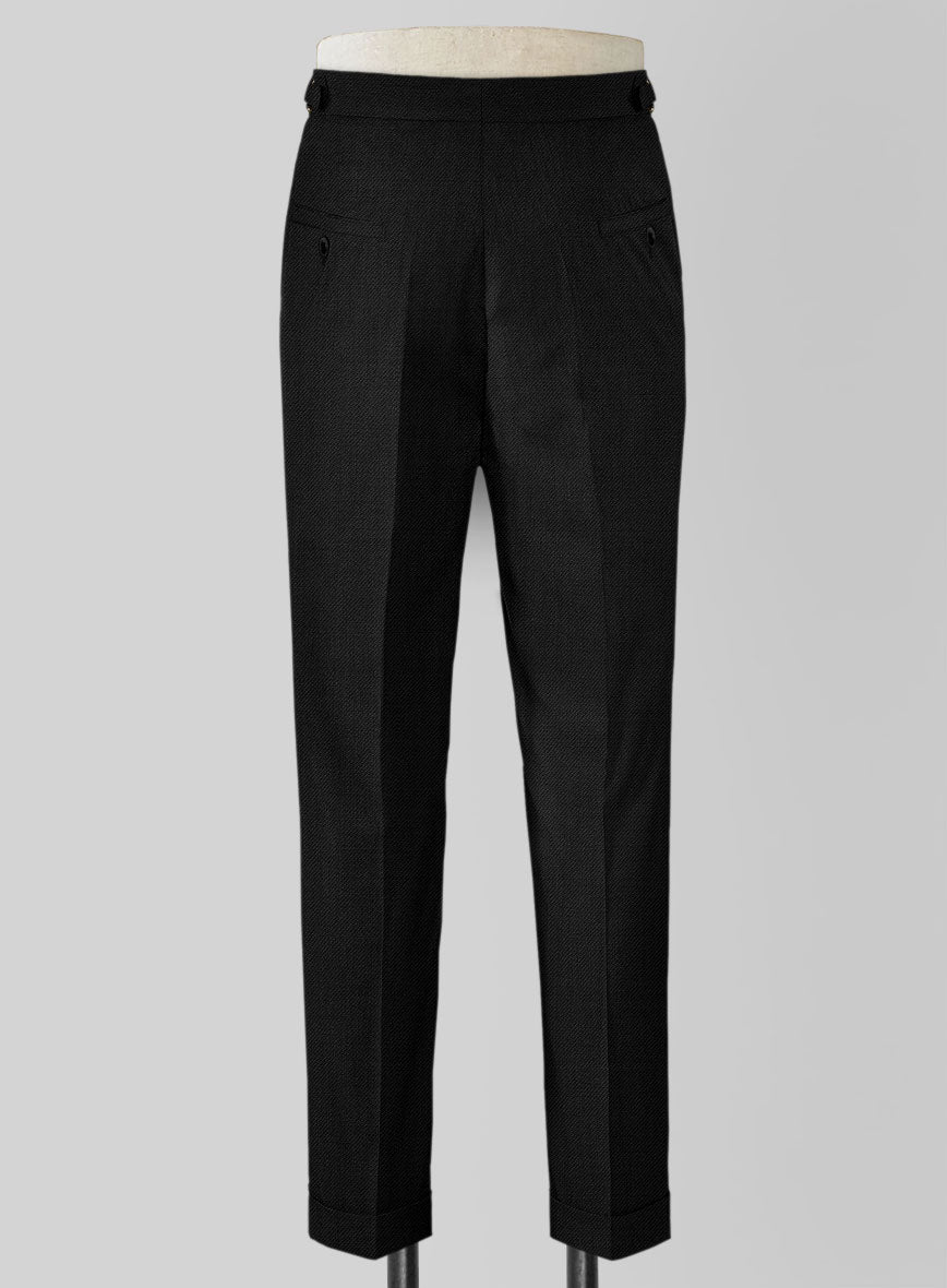 Napolean Stretch Black Highland Wool Trousers - StudioSuits