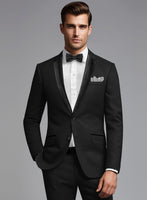 Napolean Stretch Black Wool Tuxedo Jacket - StudioSuits