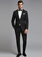 Napolean Stretch Black Wool Tuxedo Suit - StudioSuits