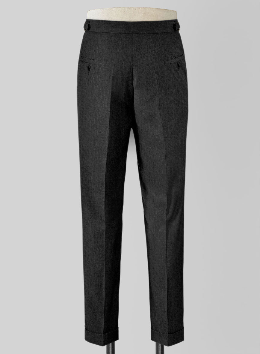 Napolean Stretch Charcoal Highland Wool Trousers - StudioSuits