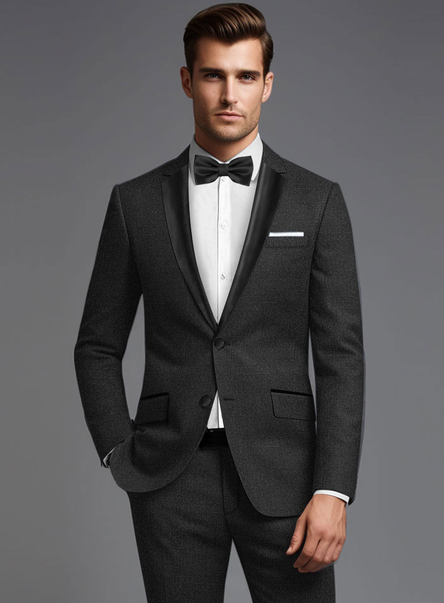 Napolean Stretch Charcoal Wool Tuxedo Jacket - StudioSuits