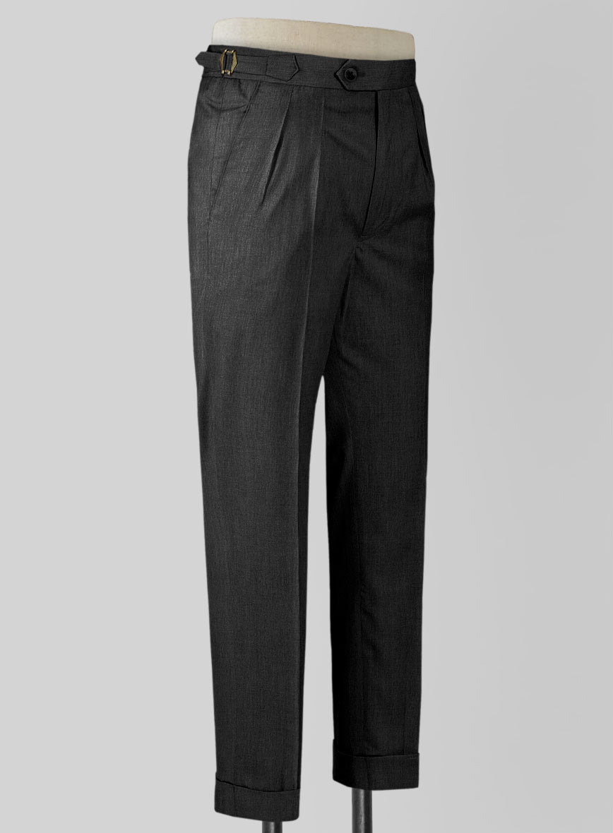 Napolean Stretch Dark Gray Highland Wool Trousers - StudioSuits