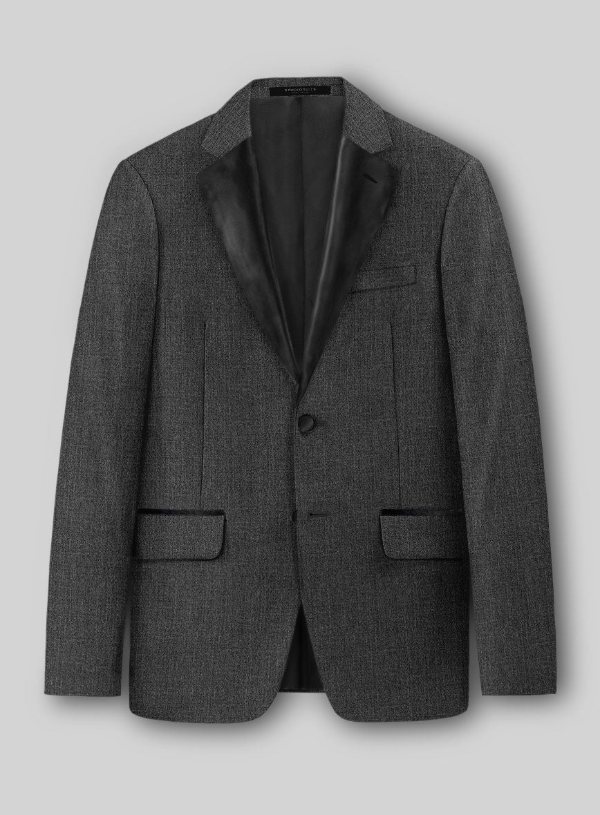 Napolean Stretch Dark Gray Wool Tuxedo Jacket - StudioSuits